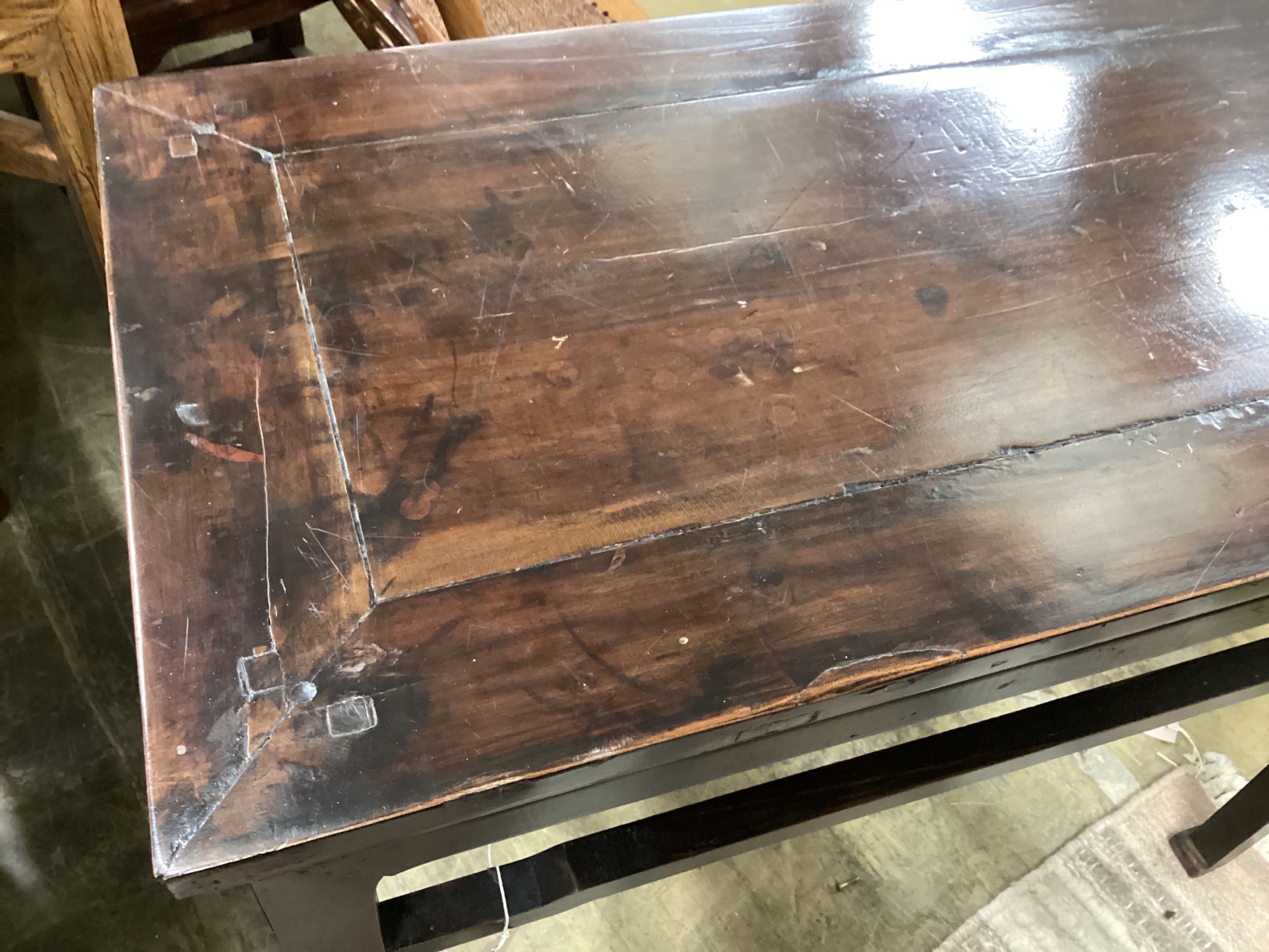 A Chinese rectangular hardwood side table width 96cm, depth 48cm, height 85cm.
